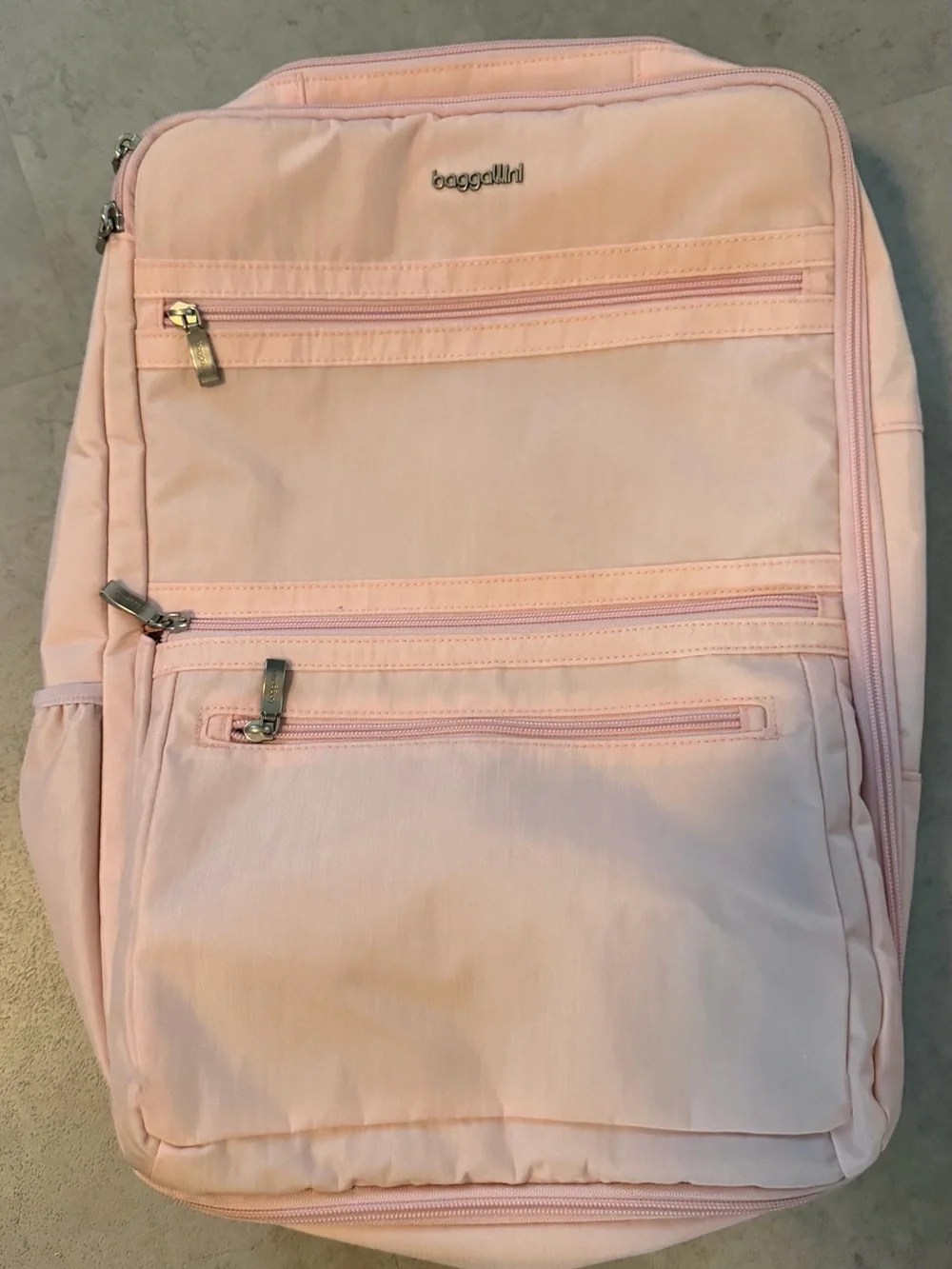 Baggallini Blush Pink Multi-Zip modern convertible Backpack